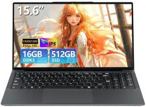 15.6 inch Laptop, Laptops with Core 8100Y (up to 3.40GHz), Gaming Laptop 16GB RAM 512GB ROM, FHD 1920 x 1080, Win 11 Pro Traditional Laptops Computers with WIFI BT 5.0 Netbook For Student Busines