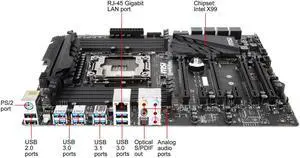 MSI X99A SLI PLUS LGA 2011-v3 DDR4 Intel X99 SATA 6Gb/s USB 3.1 USB 3.0 ATX Intel Motherboard Desktop Mainboard with i7-5820K 6C12T