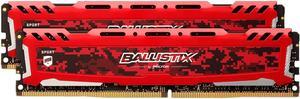 Ballistix Sport LT 16GB Kit (8GBx2) DDR4 2666 MT/s (PC4-21300) DR x8 DIMM 288-Pin - BLS2K8G4D26BFSE (Red)
