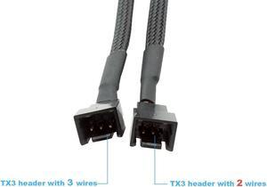 3 Pin Case Fan Splitter Power Cable 1 to 2 Motherboard CPU Cooler 3pin Splitter Adpater - Sleeved Braided Adapter Converter Cord - 10 inches