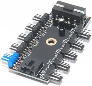 10 Ports PWM 4pin CPU Cooler / Case / Chasis Cooling Fan Power Cable Hub Splitter Adapter w/Self-sticker,Power by IDE Molex 4pin