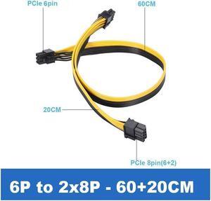 EnLabs PCIE6P28PSPL6020 PCIe 6pin to 8pin(6+2) Male to Male PCI-E Power Splitter Cable (60CM+20CM) for GPU Power Supply Breakout Board Adapter for Ethereum Mining ETH ZEC