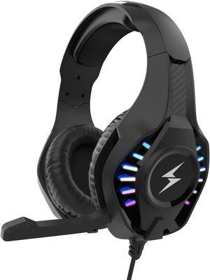 INHANDA Gaming Headset,Xbox One Headset with Mic,PS4 Headset with Mic Noise Canceling & Deep Bass Sound,RGB LED Light (Black)