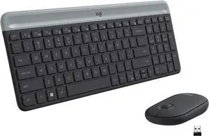 Logitech MK470 Slim Wireless Keyboard and Mouse Combo - Modern Compact Layout, Ultra Quiet, 2.4 GHz USB Receiver, Plug n' Play Connectivity, Compatible with Windows - Graphite