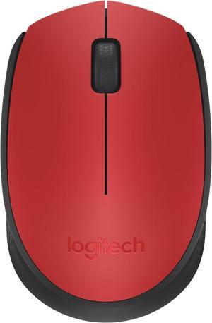 Logitech M170 Wireless Office Mouse, 1000dpi,  Symmetrical Colorful with 2.4G Receiver,  for Windows® 7 or later/macOS 10.11 or later/ChromeOS,  RED BLACK