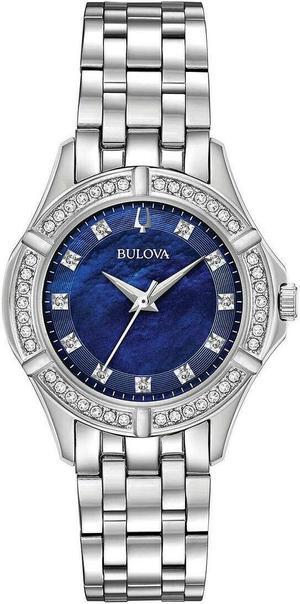 Bulova Blue Mother-of-Pearl Dial Stainless Steel Ladies Watch  96R230
