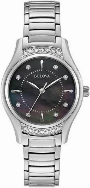 Bulova 96R242 Black Mother-of-Pearl Dial Stainless Steel Ladies Watch