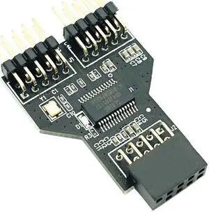 USB2.0 9 PIN Female to Dual USB2.0 9 Pin Male Adapter USB 2.0 9Pin to Dual USB 2.0 9PIN Converter Adapter USB HUB Expansion Card