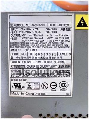 For Dell PE SC420 305W Server Power Supply PS-6311-1DFS 0C3760