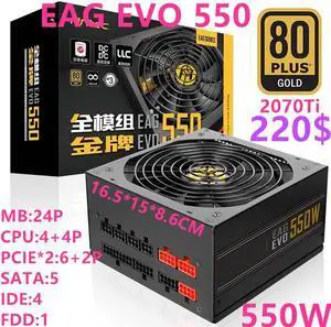 For Antec Brand 80plus Gold Full Module Game Silent Power Supply 650W/550W Power Supply EAG EVO 650 EAG EVO 550