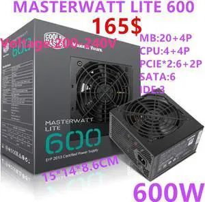 For Cooler Master GTX1070 1080 Full Module Game Power Supply 700W/600W/500W Power Supply MASTERWATT LITE 700