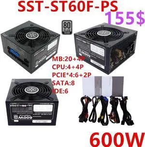 For SilverStone Brand 80plus Gold Game Mute Power Supply 750W/600W Power Supply SST-ST75F-GS SST-ST60F-PS