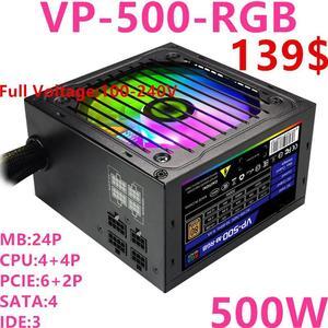 For GameMax Game Mute Power Supply Rated 600W/500W/450W Peak 650W/550W/500W Power Supply VP-600/500/450-RGB