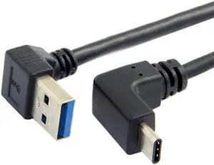 USB 3.1 USB-C Up & Down Angled to 90 Degree Down Angled A Male Data Cable for Laptop & Tablet & Phone