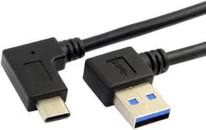 Reversible USB 3.1 USB-C Angled to 90 Degree Right Angled USB 3.0 Cable for Laptop & Tablet & Mobile Phone