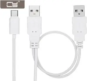USB 3.1 Type C USB-C to Dual A Male Extra Power Data Y Cable for Cell Phone & Hard Disk