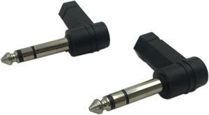 OIAGLH 1/4 Male to 1/8 Female Adapter, 90 Degree 6.35mm 3 Pole Male to 3.5mm Female Stereo TRS Headphone Audio  Connector (2-Pack)