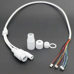 OIAGLH CCTV POE IP network Camera PCB Module video power cable Withe, 65cm long, RJ45 female connectors with Terminlas,waterproof cable