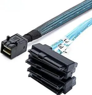 SAS SATA Cables SFF-8643 To 4 SFF-8482 Internal Mini SAS HD to 4 29pin SFF-8482 connector with SAS 15pin Power Port 12GB/S Cable