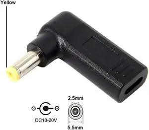 OIAGLH USB 3.1 Type C USB-C to DC 20V 5.5mm 2.5mm Adapter Emulator Trigger 90 Degree Angled (5.5x2.5MM) OIAGLH USB 3.1 Type C USB-C to DC 20V 5.5mm 2.5mm Adapter Emulator Trigger 90 Degree Angled (5.5x2.5MM)