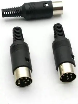 OIAGLH 100pcs 6 Pin DIN Plug Connector Male with Plastic Handle adapter