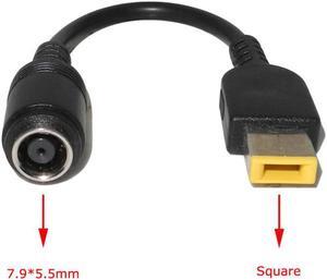 7.9 x 5.5mm to Square Pin Plug Converter Dc Laptop Power Adapter Connector Cable Cord Fit for Lenovo ThinkPad  Charger