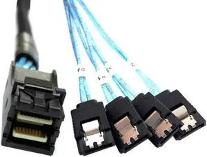 Internal Mini SAS SFF-8643 Host to 4 SATA 7pin Target Hard Disk 6Gbps Data Server Raid Cable 1m