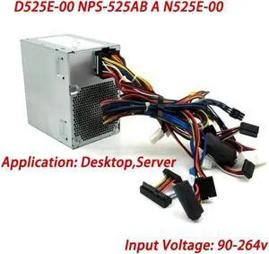 OIAGLH 525W ATX Server Power Supply for YY922 0YY922 525W PSU N525E-00 NPS-525AB A For Precision T3400 390 525w PSU 80 Plus 92mm Fan
