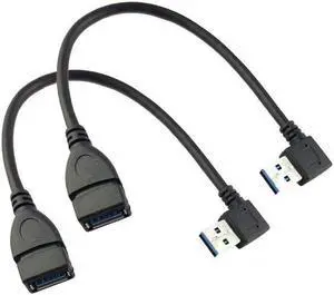 2Pcs SuperSpeed USB 3.0 Right Angle Male to Female Extension Cable-Right Angle