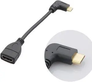 15CM High Speed 90 Degree Mini HDMI-compatible Left-toward Male to HDMI-compatible  Female Cable Adapter Connector (Left-Toward)
