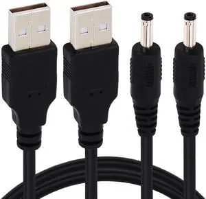[2 Pack] 3FT USB to DC 3.5mm x 1.35mm Barrel Jack Adapter Connector 5V DC Power Charger Cable Charging Cord USB to DC 3.5 x 1.35