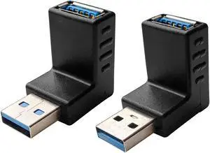 USB 3.0 Male to Female 90 Degree Right Angle Extension Adapter, USB Upward and Downward Connector USB 3.0 Male to Female 90 Degree Right Angle Extension Adapter, USB Upward and Downward Connector