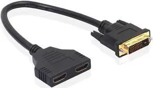 DVI-D 24 + 1 Male to 2  HDMI-compatible  Female Adapter Cable Bi-Directional HDMI-compatible  Converter