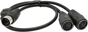 DIN 5-Pin Splitter Y Adapter MIDI Cable, MIDI 5 Pin Male to Dual 2 x DIN-5 Female Extension Audio Cable (D5P M-2F,0.5meter)