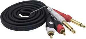 RCA to 1/4 Cable, TS to RCA Cable, Dual 6.35mm 1/4 inch Male TRS Stereo Jack to 2 RCA Male Audio Splitter Adapter Cable 5 Feet/1