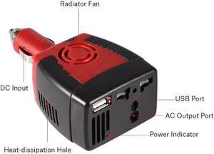 150W Power Inverter,DC 12V to 220V AC Car Inverter with USB Charging Ports Adapter Converter