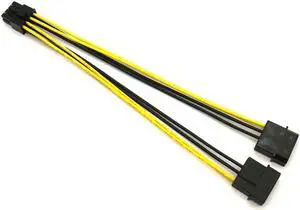 Angitu Computer Motherboard CPU 8Pin Dual IDE Molex 4Pin Power Adapter Cable-20cm