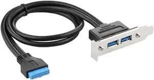 50cm PC Motherboard 20 pin to Dual USB 3.0 Ports Express Cable Motherboard USB3.0 Panel Bracket Extension cable