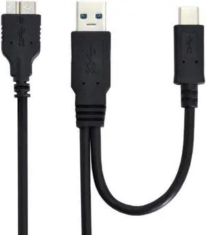 Combo USB 3.1 Type-C USB C & USB3.0 A Host to Micro USB 3.0 Micro B Target Data Cable 60cm for Hard Disk