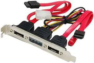 Dual SATA to 2 Ports eSATA + 4 Pin IDE Power PCI Bracket Slot Cable