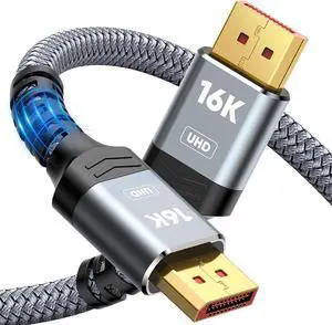 Highwings Displayport Cable 2.1, 16K DP 2.0 Cable 6FT [16K@60Hz, 8K@120Hz, 4K@240Hz 165Hz 144Hz] Support 80Gbps, HDCP DSC 1.2a, HDR10 FreeSync G-Sync for 3090 Graphics PC