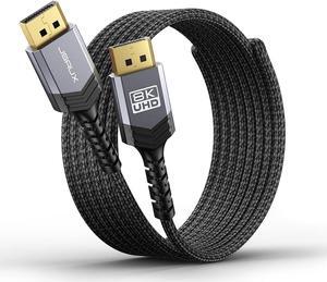JSAUX DisplayPort Cable 1.4 6.6ft | 8K DP Cable High Speed Display Port Cord | 8K@60Hz, 4K@144Hz, 2K@240Hz, HDR 10, 32.4Gbps, FreeSync, G-Sync Compatible for Gaming Monitor Graphics PC-Grey