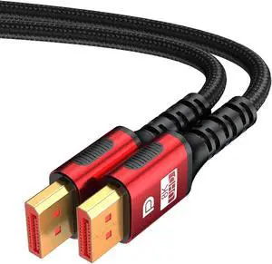 DisplayPort Cable 1.4 1-Pack 8K Displayport Cable 6.6ft (8K@60Hz 4K@144Hz 2K@240Hz) HBR3 Supports 32.4Gbps HDR HDCP 2.2 FreeSync G-Sync Compatible for Gaming Monitor Graphics PC Laptop TV