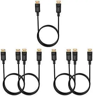DisplayPort to DisplayPort Cable 6 Feet 5 Pack Gold-Plated Display Port Cable (4K@60Hz 2K@144Hz) DP Cable Compatible with Computer Desktop Laptop PC Monitor Projector - Black