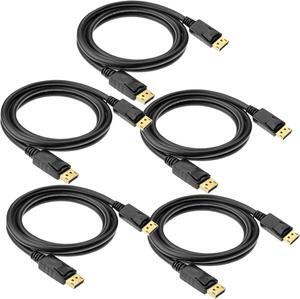 DisplayPort to Displayport Cable 6 Feet Gold Plated Display Port to Display Port Cable 4K@60HZ Resolution(Male to Male) for DisplayPort Enabled Desktops and Laptops to Displays (5 Pack)