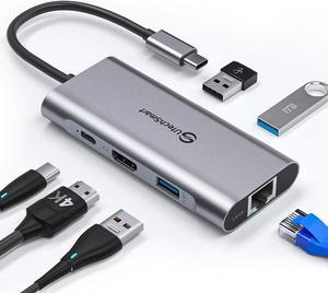USB C Hub, UtechSmart USB C Ethernet Multiport Adapter, 6 In 1 USB C to HDMI Dock Compatible for Macbook Pro/Air, Chromebook, Dell XPS, HP and Type C Devices (Gigabit Ethernet 100W PD 4K HDMI USB 3.0)