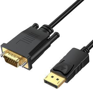 DisplayPort to VGA Cable 6 Feet Display Port DP to VGA Adapter Cord Male to Male HD Video 1080P for Computer Monitor TV Projector