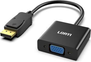 DisplayPort to VGA Adapter Gold-Plated Display Port to VGA Cable (Male to Female) 1080P DP to VGA for Computer Desktop Laptop PC Monitor Projector HDTV (Black)