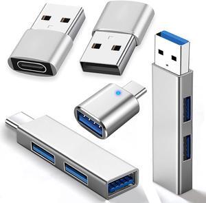 5Pcs USB C to USB Adapter USB A to USB-C Adapter USB 3.0 Hub Type C to USB Adapter USB Hub Splitter Extension OTG Adapter USB C Female to USB Male Adapter Fast Charging for iPhone Samsung PC MacBook