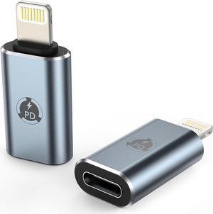 USB C to Lightning Adapter 2 Pack Type C Female to Lightning Male Adapter Fits iPhone 14/13/12/11/X/XR/XS/SE/8/7/6/iPad/iPod/AirPods Support 27W PD Fast Charging and Data Transfer